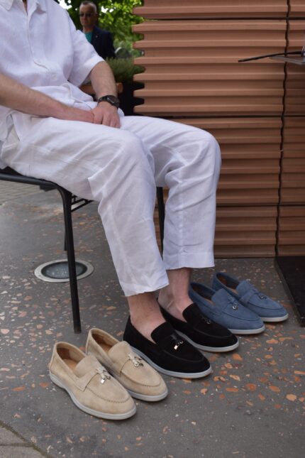 LEOR Blue Leather Men's Loafers