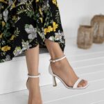 ARTEMIS White Leather Women's Heeled Sandal