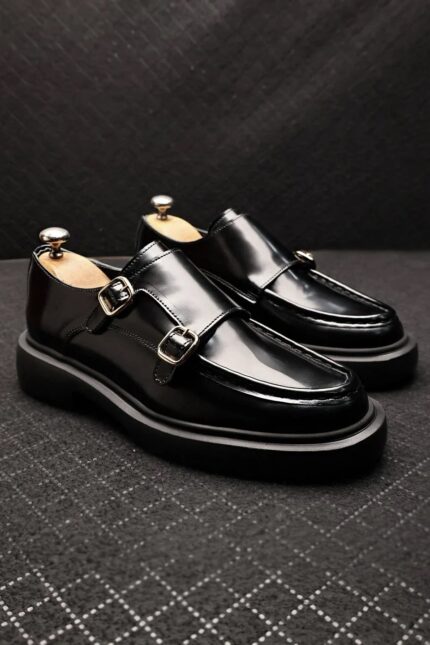 JAXON Black Leather Men's Classic Shoes