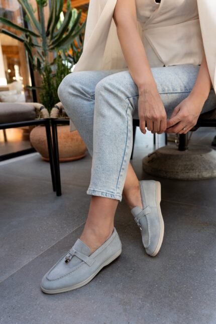 LIORA Gray Leather Women's Loafer