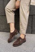 AVELINE Brown Suede Leather Women's Loafer - Image 2