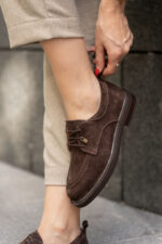 AVELINE Brown Suede Leather Women's Loafer - Image 4