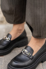 AZALEA Black Leather Women's Loafer - Image 4
