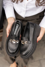AZALEA Black Leather Women's Loafer - Image 3