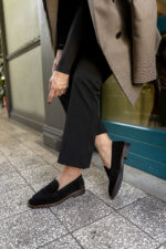 RANA Black Suede Leather Women's Loafer