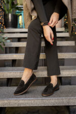RANA Black Suede Leather Women's Loafer - Image 3