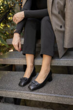 AVA Black Leather Women's Pump - Image 2