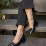 AVA Black Leather Women's Pump
