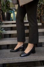 AVA Black Leather Women's Pump - Image 3