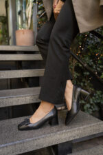 AVA Black Leather Women's Pump - Image 4