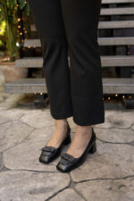 AVA Black Leather Women's Pump - Image 5