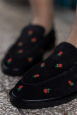 ROZE Black Suede Leather Women's Loafer - Image 4