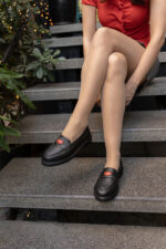 HARTLYN Black Leather Women's Loafer - Image 2
