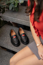 HARTLYN Black Leather Women's Loafer - Image 4