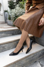 KELLY Black Leather Women's Stiletto