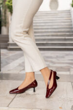 DUA Burgundy Leather Women's Pump - Image 3