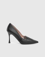 ASHLEY Black Leather Women's Stiletto