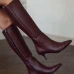 AZURA Burgundy Leather Women's High Boots