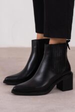 FIONS Black Leather Women's Boot