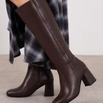 THOMASINE Brown Leather Women's High Boots