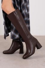 THOMASINE Brown Leather Women's High Boots