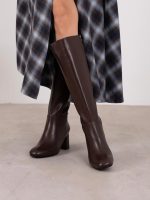 THOMASINE Brown Leather Women's High Boots - Image 4