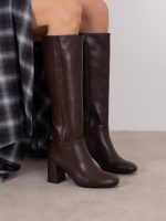 THOMASINE Brown Leather Women's High Boots - Image 2