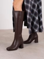 THOMASINE Brown Leather Women's High Boots - Image 3