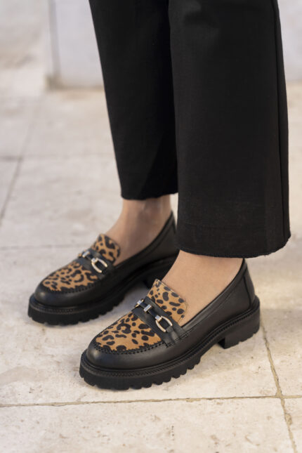 RENATA Black Leather Women's Loafer