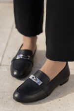 AMELIE Black Leather Women's Loafer - Image 2