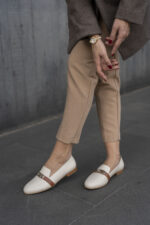 AMELIE Beige Leather Women's Loafer - Image 5