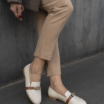 AMELIE Beige Leather Women's Loafer