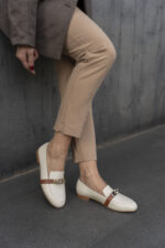 AMELIE Beige Leather Women's Loafer