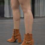 SIERRA Tan Suede Leather Women's Heeled Boot
