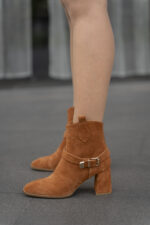 SIERRA Tan Suede Leather Women's Heeled Boot - Image 2