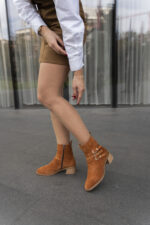 JENNIFER Tan Suede Leather Women's Boot
