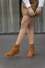 JENNIFER Tan Suede Leather Women's Boot - Image 5