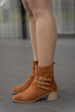 JENNIFER Tan Suede Leather Women's Boot - Image 3