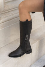 SHEILA Black Leather Women's High Boots - Image 4