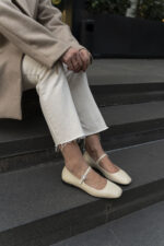 ELISE Beige Leather Women's Loafer - Image 4