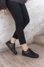 KIARA Black Leather Women's Sneaker - Image 2