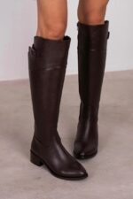 BENTLEY Brown Leather Women's High Boots - Image 4