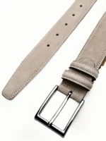LION Beige Suede Leather Men's Belt - Image 2
