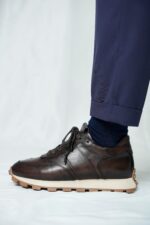 ELIO Brown Leather Men's Sneakers - Image 2