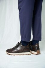 ELIO Brown Leather Men's Sneakers