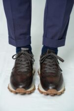 ELIO Brown Leather Men's Sneakers - Image 4