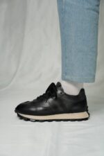 ELIO Black Leather Men's Sneakers - Image 3