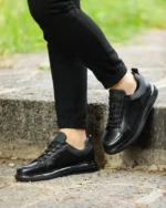 LEVIS Black Leather Men's Sneakers