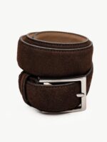 LION Coffee Brown Suede Leather Men's Belt