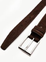LION Coffee Brown Suede Leather Men's Belt - Image 2